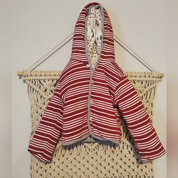 Baby Burts Bees Reversable Jacket. Winter and striped print. Size 3 months - Picture 5 of 6